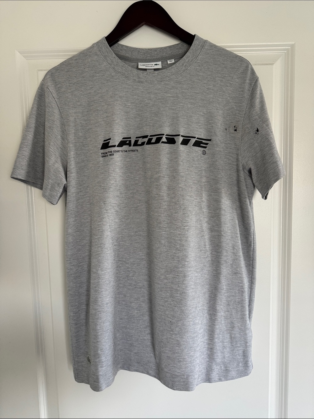 NWOT Men’s Lacoste Grey Marl Regular Fit Short Sleeve Shirt M